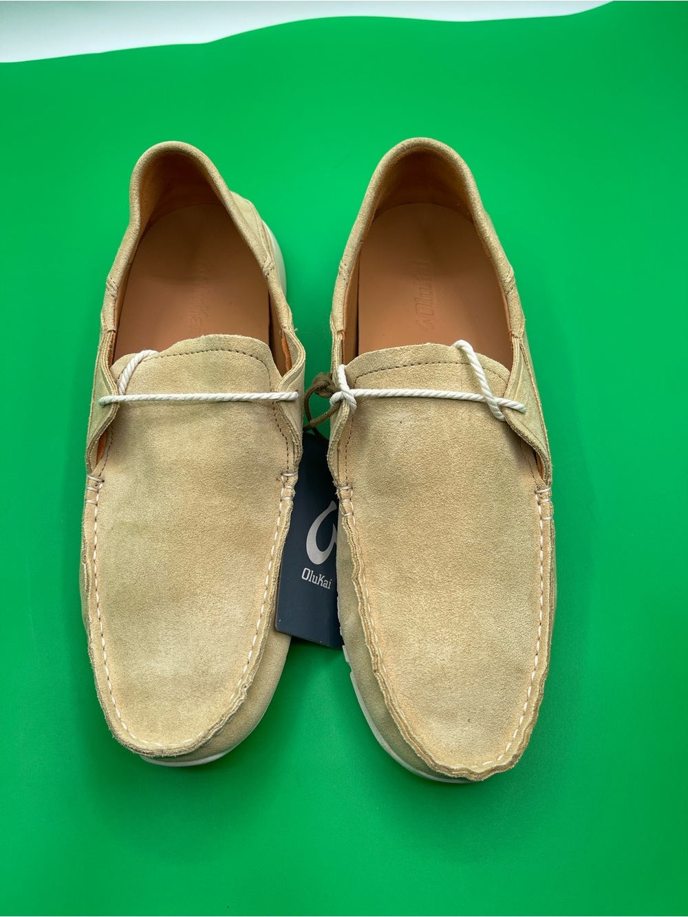 MEN'S OLUKAI GOLDEN SAND KA'A DRIVER LEATHER UPPER DROP IN HEEL LOAFER 11  New